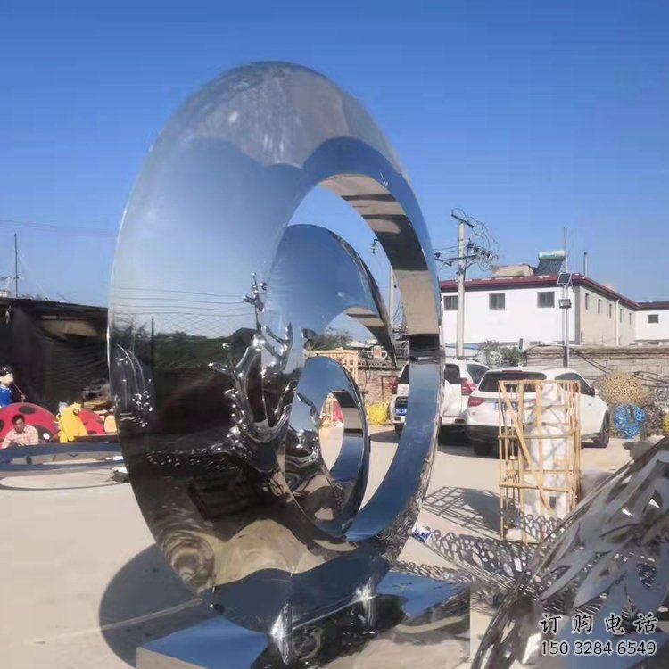 校園圓環雕塑，拉絲景觀雕塑，抽象主題