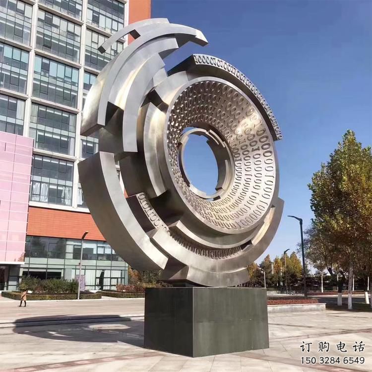 圓環雕塑制造，校園雕塑，鏡面不銹鋼圓環雕塑展品