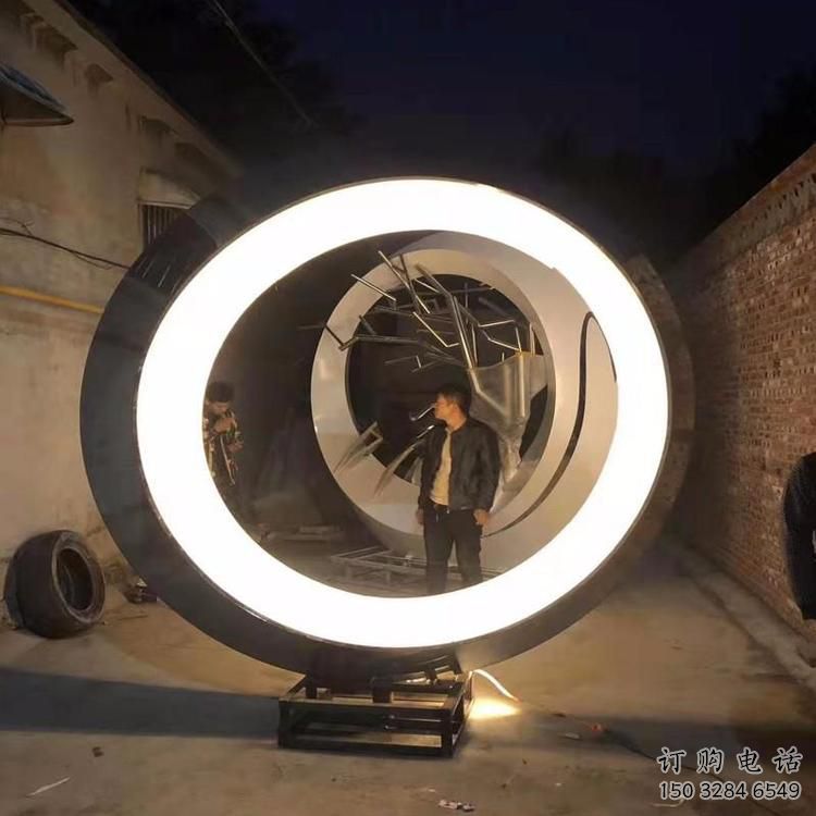 圓環雕塑制造商，城區小品，不銹鋼圓環雕塑制作定制