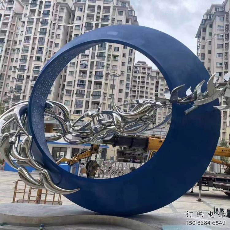圓環雕塑訂做，城市雕塑，烤漆圓環雕塑專供