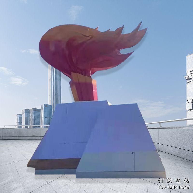 火炬雕塑承接，景區案例，不銹鋼火炬雕塑定制