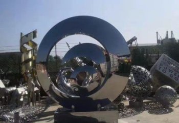 步行街圓環雕塑，鍛造景觀雕塑，鏤空方式