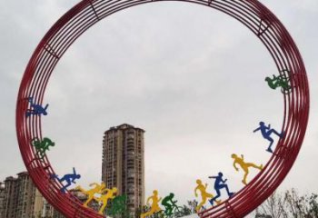 圓環雕塑點擊，地標擺件，烤漆圓環雕塑承接
