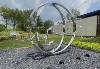 圓環(huán)樹雕塑廠家，標識雕塑，不銹鋼圓環(huán)樹雕塑定制