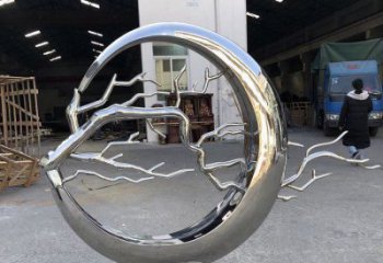 圓環(huán)樹雕塑服務(wù)商，美陳雕塑，不銹鋼圓環(huán)樹雕塑訂做