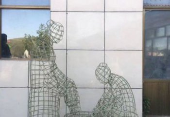 鏤空孝道雕塑通用，街景小品，鐵藝洗腳雕塑制造