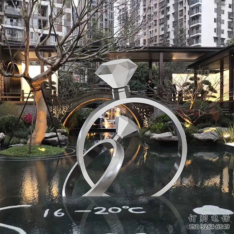 制造鉆戒雕塑定價，地標擺件，烤漆鉆戒雕塑精選