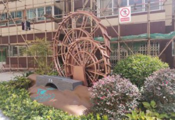 景觀水車雕塑供需，彩鋼制作，大型水車雕塑公司
