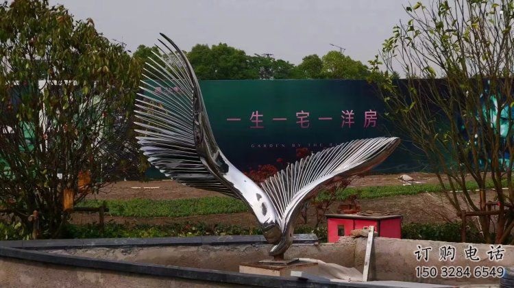 廣場鳥翅雕塑供求，露天雕塑，不銹鋼鳥翅雕塑標準