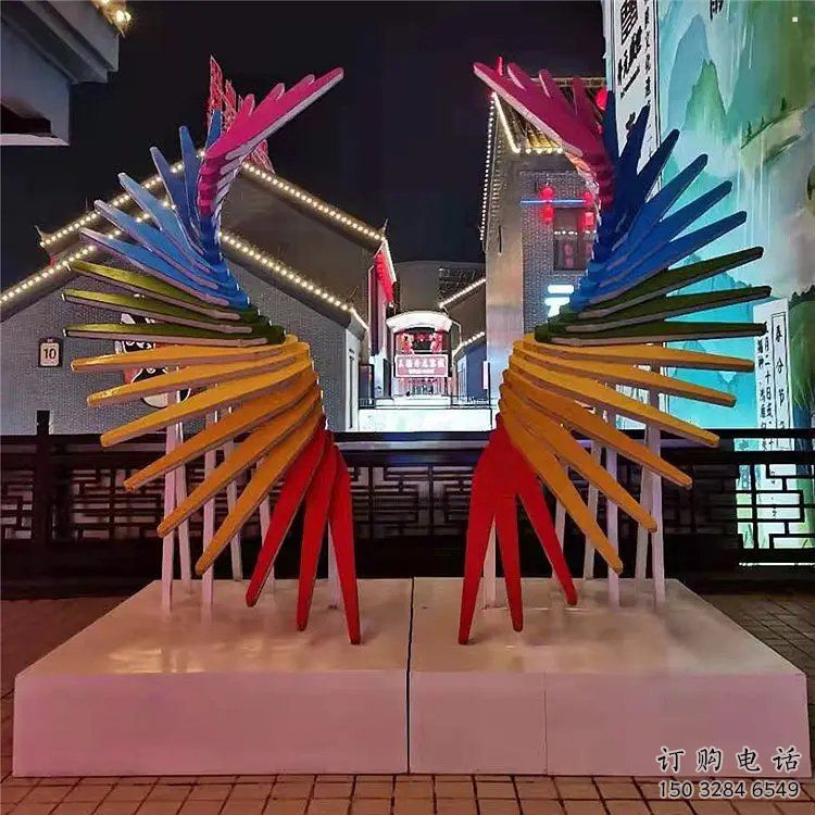 天使之翼雕塑通用，街道標(biāo)識，鋼鑄翅膀雕塑承接
