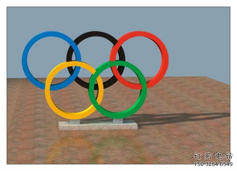 張掖五環不銹鋼雕塑，現代景觀擺件，烤漆工藝制作