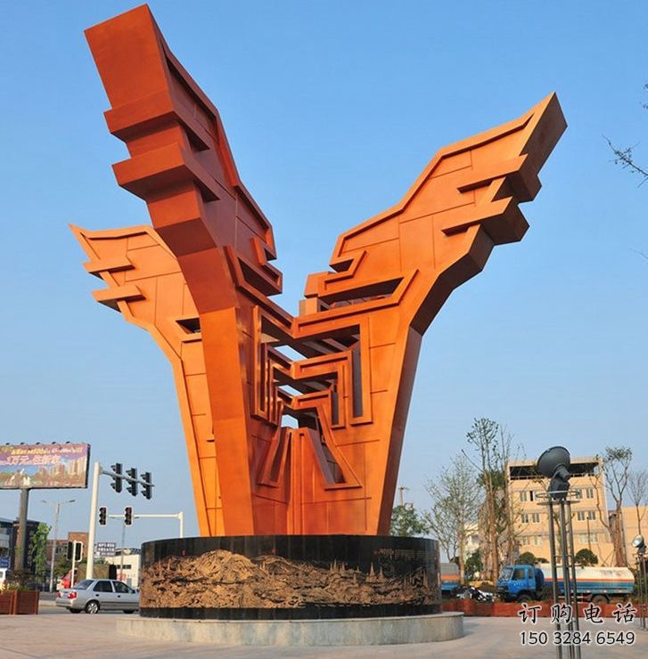 城市精神堡壘雕塑，抽象建筑元素，廣場(chǎng)景觀雕塑小品