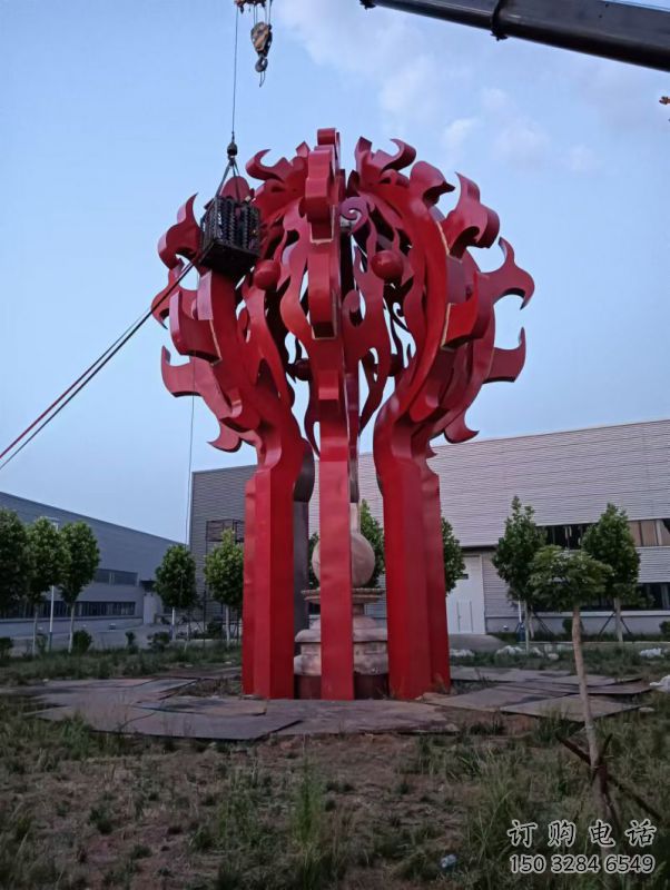 河池火球雕塑，精神堡壘火球雕塑落地展示