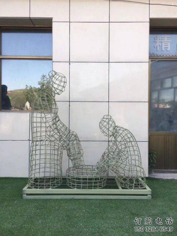 百色鏤空孝道雕塑通用，街景小品，鐵藝洗腳雕塑制造
