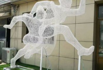 馬尾鏤空健兒雕塑制造，校園雕塑，金屬鐵藝人物雕塑展品
