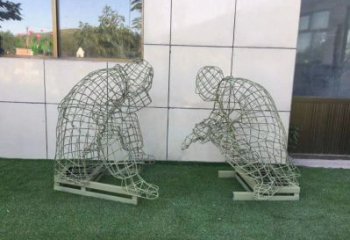 慶陽鏤空下棋雕塑供需，廣場雕塑，鐵藝民俗人物雕塑選用