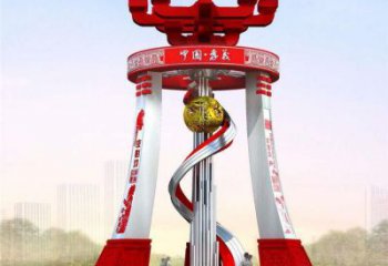 城市精神堡壘雕塑，地標(biāo)文明建筑不銹鋼雕塑
