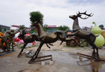 銅仁戶外小鹿批發，動物雕塑，梅花鹿銅雕塑供求