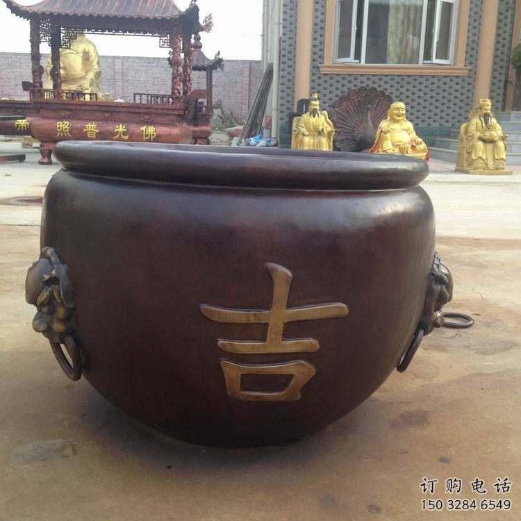 七臺河吉字銅缸雕塑-青銅鑄造