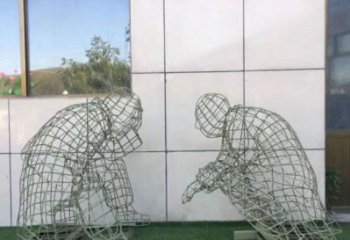 連云港鏤空對弈雕塑標準，廣場雕塑，鐵藝民俗人物雕塑供給