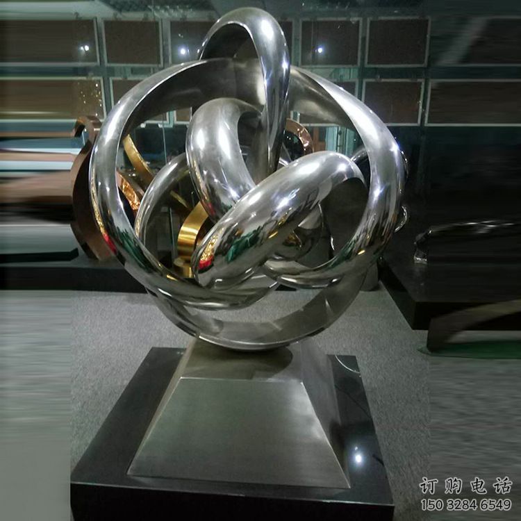 大同地產雙環雕塑定做，城區小品，景觀不銹鋼雙環雕塑定價