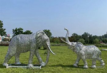 青島鏤空大象雕塑制造商，動物擺件，透雕大象雕塑定制