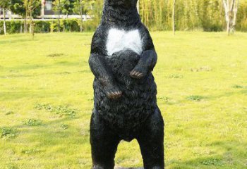 樂山街道黑熊雕塑，仿真動物雕塑，古銅效果