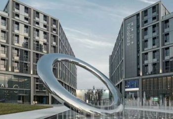 林周水簾圓環雕塑,直噴式旱地水景噴泉雕塑