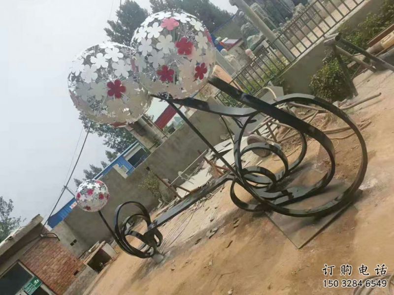昆明大型蒲公英坐凳雕塑，現代元素設計，不銹鋼坐凳雕塑