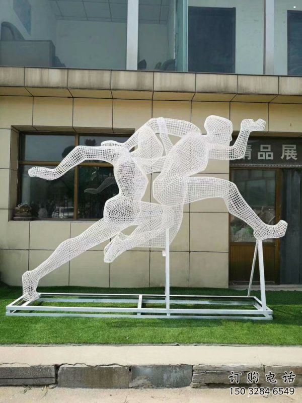 長壽鏤空跨欄雕塑制造商，透雕雕塑，鐵藝體育人物雕塑供給