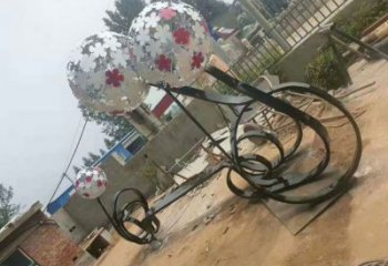 江干大型蒲公英坐凳雕塑，現(xiàn)代元素設(shè)計(jì)，不銹鋼坐凳雕塑