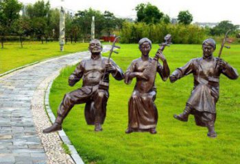 臺州拉二胡雕塑點(diǎn)擊，景觀雕塑，別墅民俗人物雕塑供求